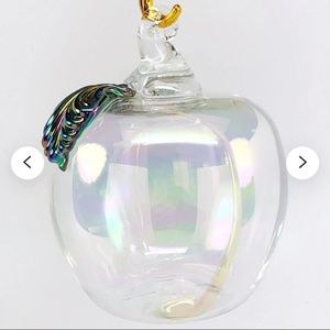 Vintage Dansk Holiday Apple Optic glass ornament with original packaging